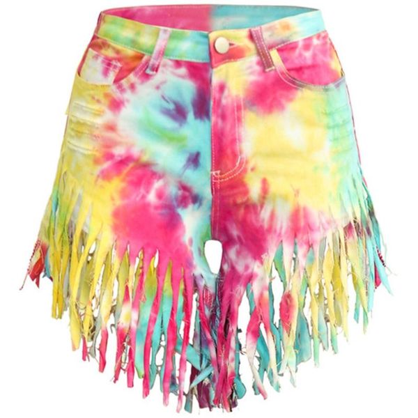 women's shorts y166 women high waisted ripped denim multicolor print frayed tassel mini jeans, White;black
women's shorts y166 women high waisted ripped denim multicolor print frayed tassel mini jeans, White;black
