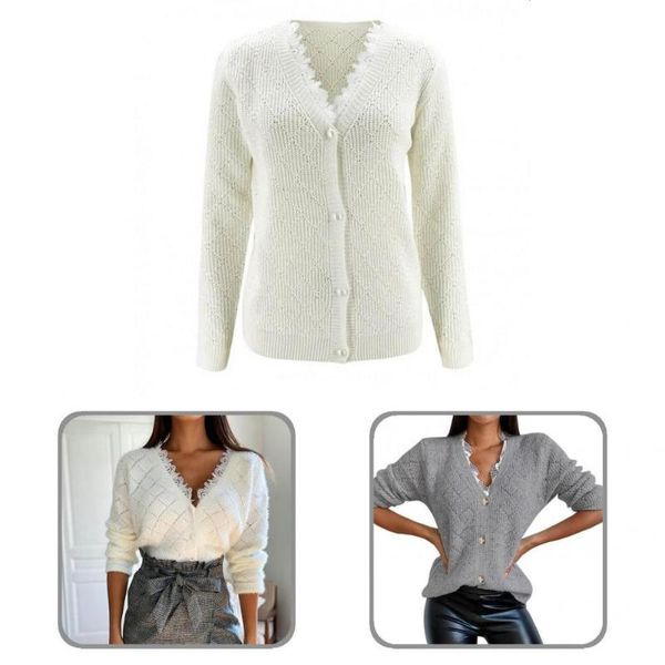 women's sweaters hollow out skin-friendly anti-shrink single-breasted spring sweater for home, White;black 
women's sweaters hollow out skin-friendly anti-shrink single-breasted spring sweater for home, White;black