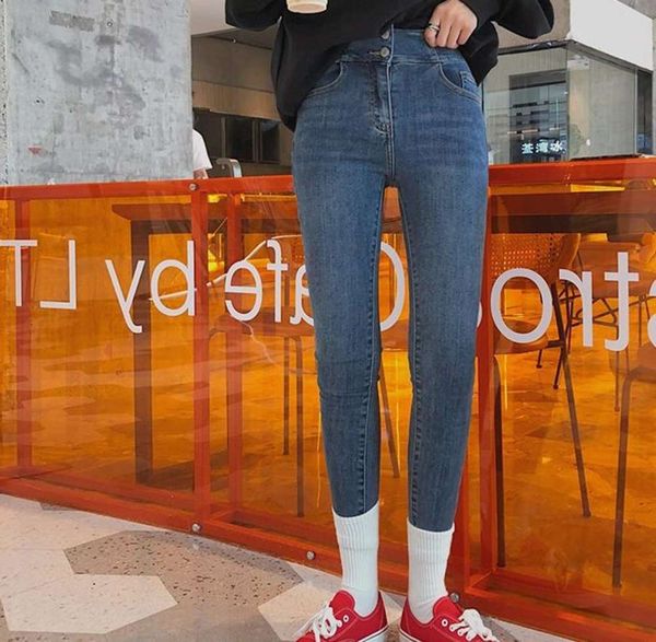 leg essence diary slim fit autumn large elastic leggings, Blue