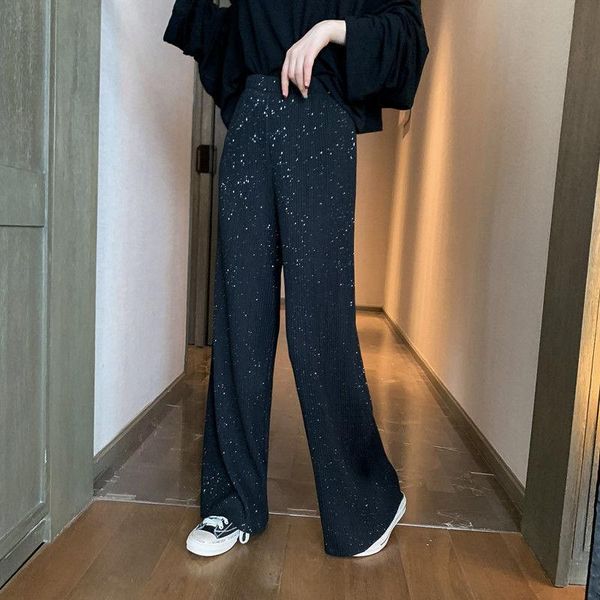 women's pants & capris summer bright wire pleated women 2021 elastic waist loose for autumn black wide ankle-length fy75, Black;white
women's pants & capris summer bright wire pleated women 2021 elastic waist loose for autumn black wide ankle-length fy75, Black;white