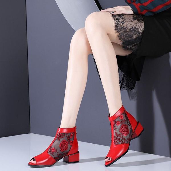 boots 2021 spring and summer genuien leather low heel peep-toe sandals women's roman mesh embroidered hollow shoes la0016, Black
boots 2021 spring and summer genuien leather low heel peep-toe sandals women's roman mesh embroidered hollow shoes la0016, Black