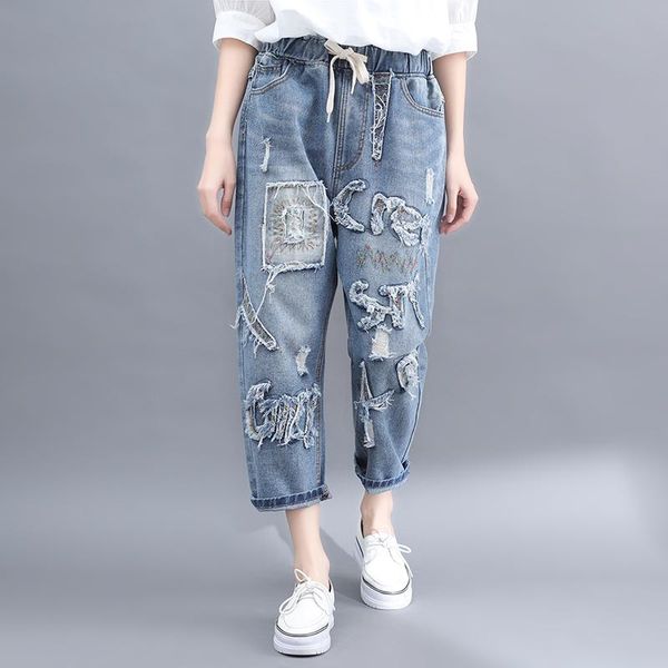 jeans woman summer2021 summer embroidered loose wild denim nine pants women increase xxxl women's, Blue
jeans woman summer2021 summer embroidered loose wild denim nine pants women increase xxxl women's, Blue