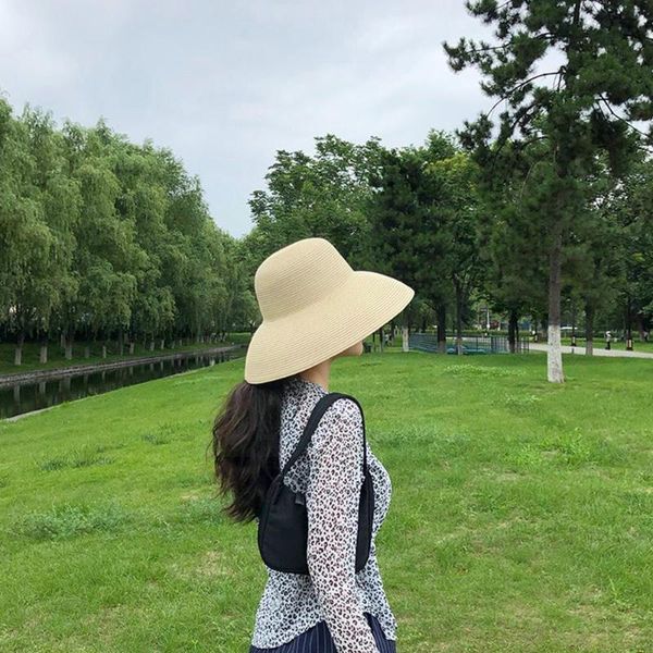 wide brim hats hepburn style women summer sun hat big eaves beach fisherman holiday temperament fold flat straw cap i2l2, Blue;gray
wide brim hats hepburn style women summer sun hat big eaves beach fisherman holiday temperament fold flat straw cap i2l2, Blue;gray