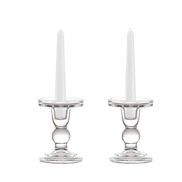 clear glass pillar candle holder, dual use taper stand for or candlesticks (2 pack) (4.5inch) holders
clear glass pillar candle holder, dual use taper stand for or candlesticks (2 pack) (4.5inch) holders