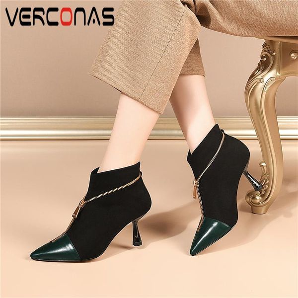 boots verconas women ankle autunm winter genuine leather zipper decoration concise elegant casual woman stretch short, Black
boots verconas women ankle autunm winter genuine leather zipper decoration concise elegant casual woman stretch short, Black