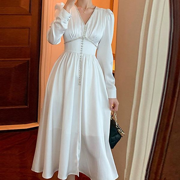casual dresses the spring 2021 french hepburn wind restoring ancient ways, white dress show thin waist long 9402, Black;gray
casual dresses the spring 2021 french hepburn wind restoring ancient ways, white dress show thin waist long 9402, Black;gray
