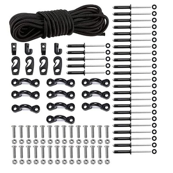 deck rigging kit accessory 19.7ft bungee cord with loops tie down pad eyes screws rivets for kayaks canoes boat rafts/inflatable boats
deck rigging kit accessory 19.7ft bungee cord with loops tie down pad eyes screws rivets for kayaks canoes boat rafts/inflatable boats