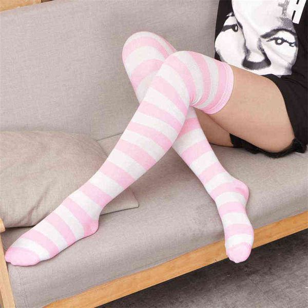 over knee black white blue red long stripe japanese cartoon tight high for women girl cosplay student kawaii tights y1119 
over knee black white blue red long stripe japanese cartoon tight high for women girl cosplay student kawaii tights y1119