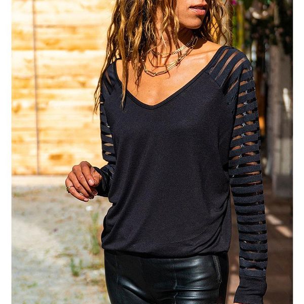 women's t-shirt women v neck cotton t shirts oversized solid hollow stripes long sleeves loose casual spring summer fall clothing, White
women's t-shirt women v neck cotton t shirts oversized solid hollow stripes long sleeves loose casual spring summer fall clothing, White