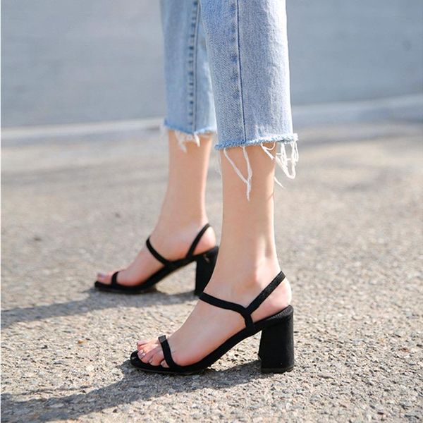 women's square heel sandals summer ladies narrow band slip on shoes 2021 style outdoor fashion elegant party shoe, Black
women's square heel sandals summer ladies narrow band slip on shoes 2021 style outdoor fashion elegant party shoe, Black