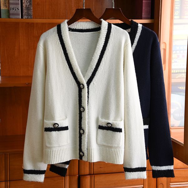 women's sweaters 2021 spring ladylike v-neck cardigan sweater wool b629 mesh coat, White;black
women's sweaters 2021 spring ladylike v-neck cardigan sweater wool b629 mesh coat, White;black