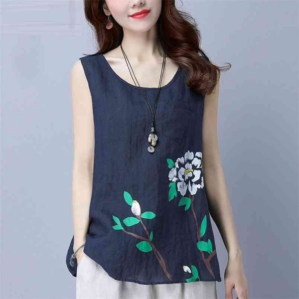 arrival summer style women white tank plus size 100% cotton loose sleeveless ink painting flower vintage vest d362 210512
arrival summer style women white tank plus size 100% cotton loose sleeveless ink painting flower vintage vest d362 210512