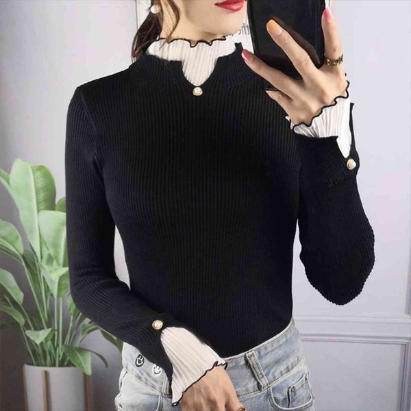 pullover women lace patchwork sweaters fashion autumn knit jumper slim turtleneck long sleeve female basic top, White;black
pullover women lace patchwork sweaters fashion autumn knit jumper slim turtleneck long sleeve female basic top, White;black