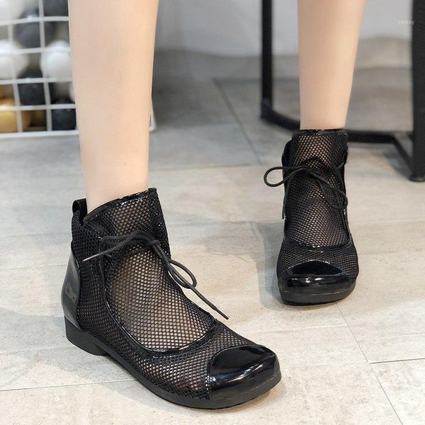 mesh breathable summer women ankle boots handmade lace up hollow out sandals block heel 3cm women's shoes woman zapatos de mujer1, Black
mesh breathable summer women ankle boots handmade lace up hollow out sandals block heel 3cm women's shoes woman zapatos de mujer1, Black