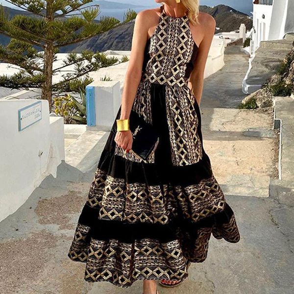 casual dresses 2021 summer women's fashion elegant print bohemian loose shoulder temperament sleeveless long dress, Black;gray
casual dresses 2021 summer women's fashion elegant print bohemian loose shoulder temperament sleeveless long dress, Black;gray