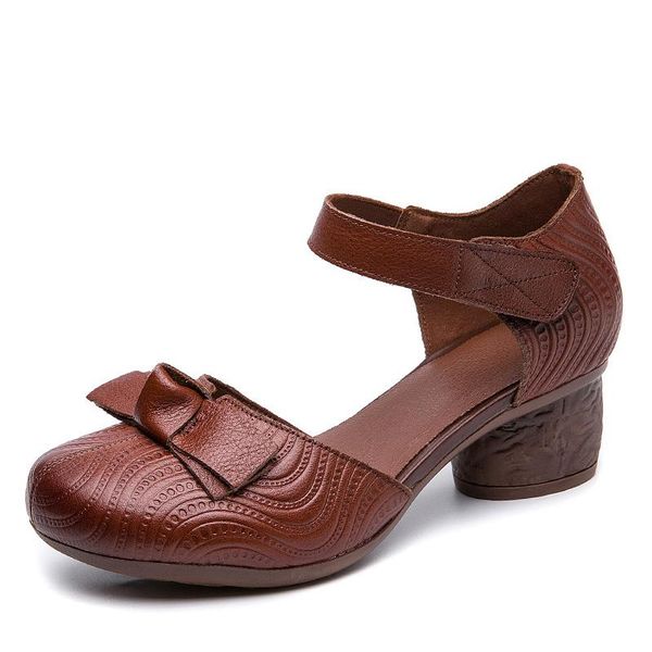 dress shoes summer retro sandals comfortable thick high heel soft genuine leather for women, Black
dress shoes summer retro sandals comfortable thick high heel soft genuine leather for women, Black