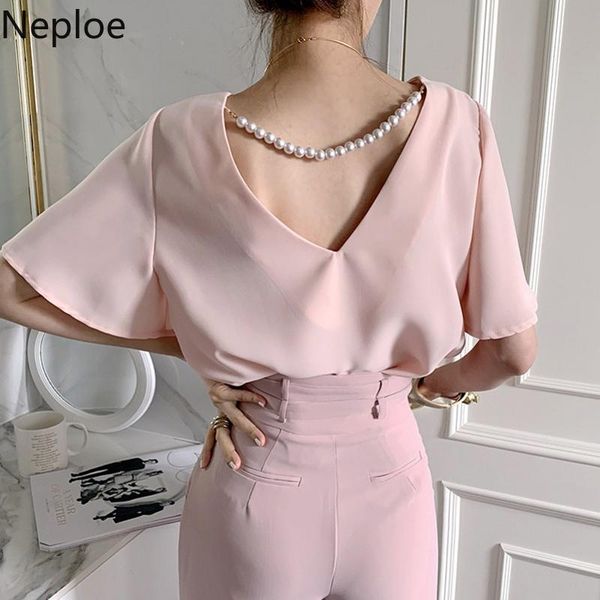women's blouses & shirts neploe korean chic elegant blouse women 2021 summer backless pearl chain decoration hollow out loose ruffle sl, White
women's blouses & shirts neploe korean chic elegant blouse women 2021 summer backless pearl chain decoration hollow out loose ruffle sl, White