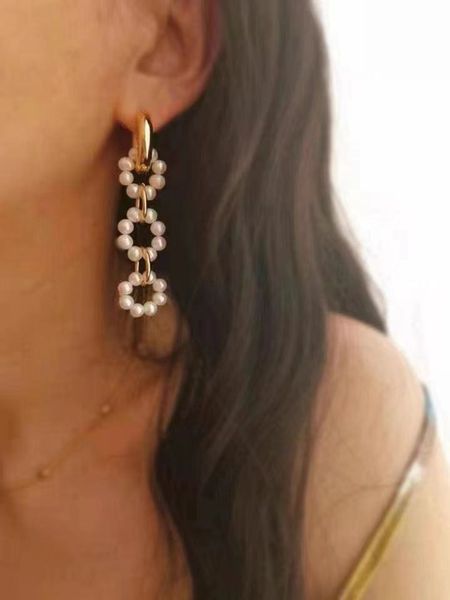 exaggerated pearl earrings temperament fashionable freshwater pearl detachable long circle earrings, Silver
exaggerated pearl earrings temperament fashionable freshwater pearl detachable long circle earrings, Silver