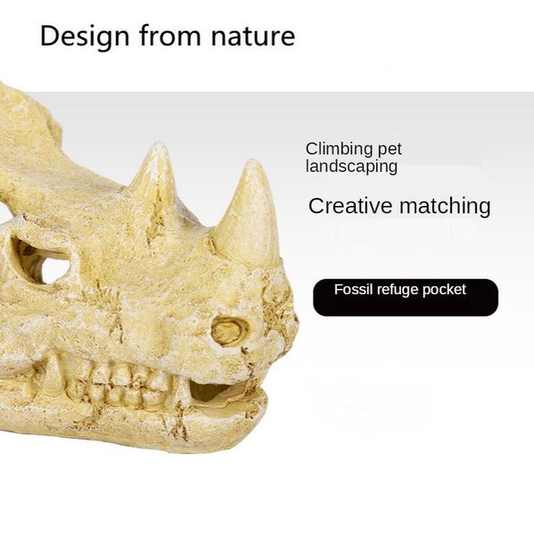 Reptile Resin Shelter Rhino Crocodile Head Fossil Landscaping Ornaments Crawl Pet Fossil-shaped Accessories Small Animal Supplies
Reptile Resin Shelter Rhino Crocodile Head Fossil Landscaping Ornaments Crawl Pet Fossil-shaped Accessories Small Animal Supplies