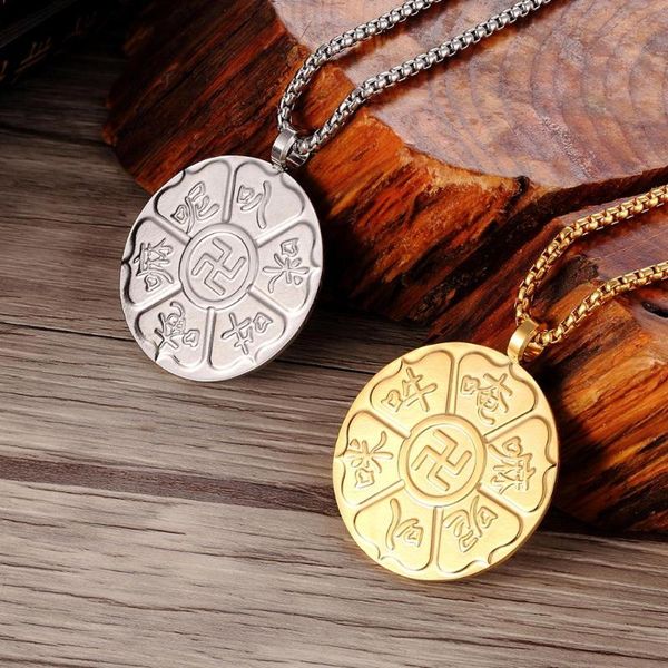 fashion six-character religion necklace for women men stainless steel gold box chains pendant charms jewel necklaces, Silver
fashion six-character religion necklace for women men stainless steel gold box chains pendant charms jewel necklaces, Silver