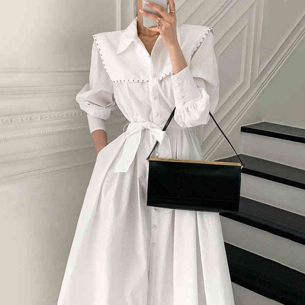 21 summer fashion temperament gentle white lapel single-breasted rivet trim belt long-sleeved shirt dress women 16f1196 210510, Black;gray
21 summer fashion temperament gentle white lapel single-breasted rivet trim belt long-sleeved shirt dress women 16f1196 210510, Black;gray