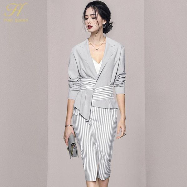 two piece dress h han queen 2021 autumn 2 pieces set women suit cota crop and stripe sheath pencil skirts korean chic office lady skirt, White
two piece dress h han queen 2021 autumn 2 pieces set women suit cota crop and stripe sheath pencil skirts korean chic office lady skirt, White