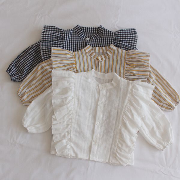 new autumn baby girls ruffles princess blouses plaid striped long sleeve korean style toddlers kids clothes infants shirts, White;black
new autumn baby girls ruffles princess blouses plaid striped long sleeve korean style toddlers kids clothes infants shirts, White;black