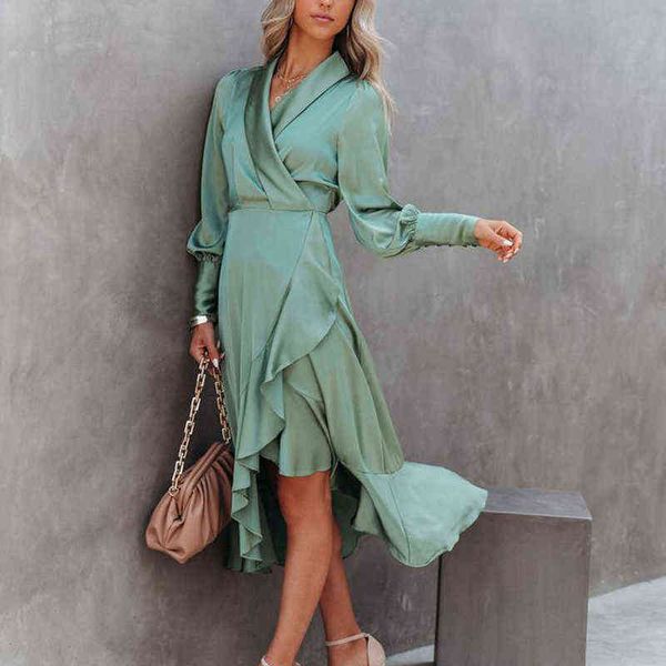 elegant solid color v-neck commute dress fashion irregular ruffle midi party dresses women autumn winter long sleeve dress mujer y1204, Black;gray
elegant solid color v-neck commute dress fashion irregular ruffle midi party dresses women autumn winter long sleeve dress mujer y1204, Black;gray
