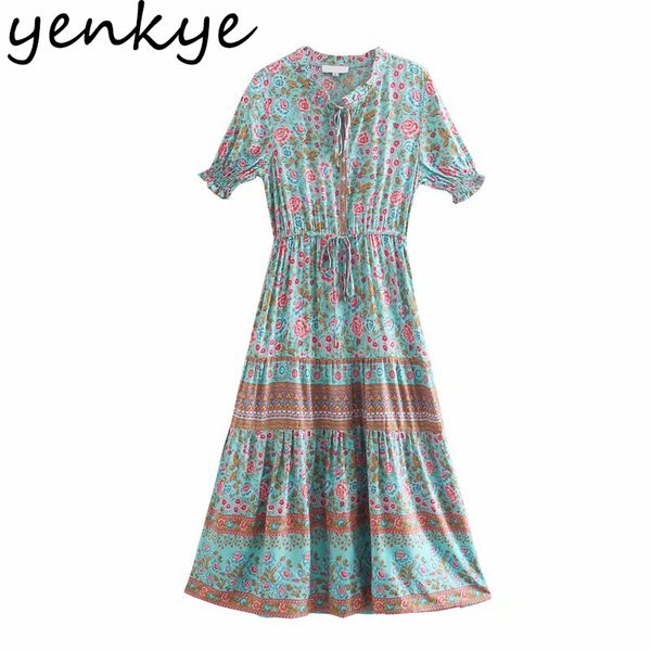 summer dress women floral print holiday boho female lace up v neck short sleeve drawstring waist casual long 210430, Black;gray
summer dress women floral print holiday boho female lace up v neck short sleeve drawstring waist casual long 210430, Black;gray