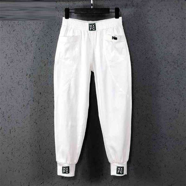arrival spring summer korea fashion women elastic waist loose white jeans all-matched casual cotton denim harem pants s982 210629, Blue
arrival spring summer korea fashion women elastic waist loose white jeans all-matched casual cotton denim harem pants s982 210629, Blue