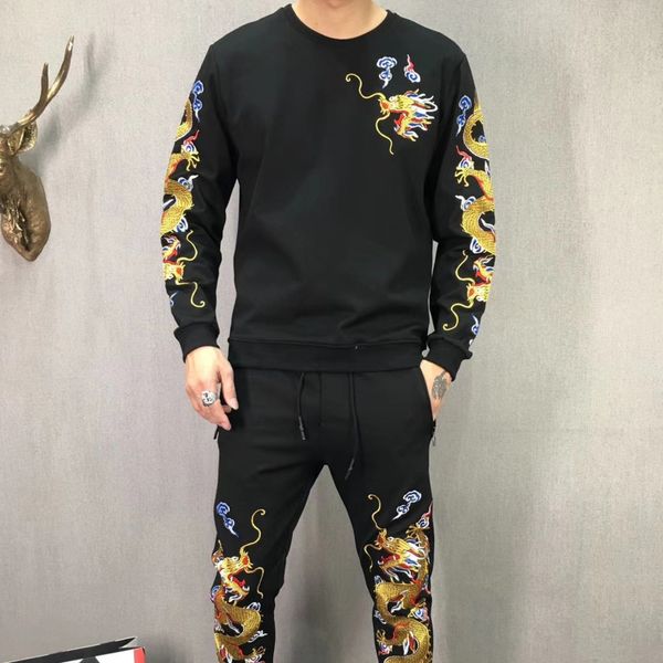 men's tracksuits luxury dragon embroidery mens tracksuit 2 piece set sweatshirt and pants suits s trainingspak mannen black 22vo, Gray
men's tracksuits luxury dragon embroidery mens tracksuit 2 piece set sweatshirt and pants suits s trainingspak mannen black 22vo, Gray