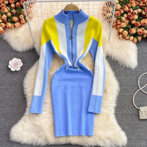 casual dresses 2021 fashion autumn winter color block bodycon sheath elastic knitting sweater dress women long sleeve stand collar slim vest, Black;gray
casual dresses 2021 fashion autumn winter color block bodycon sheath elastic knitting sweater dress women long sleeve stand collar slim vest, Black;gray