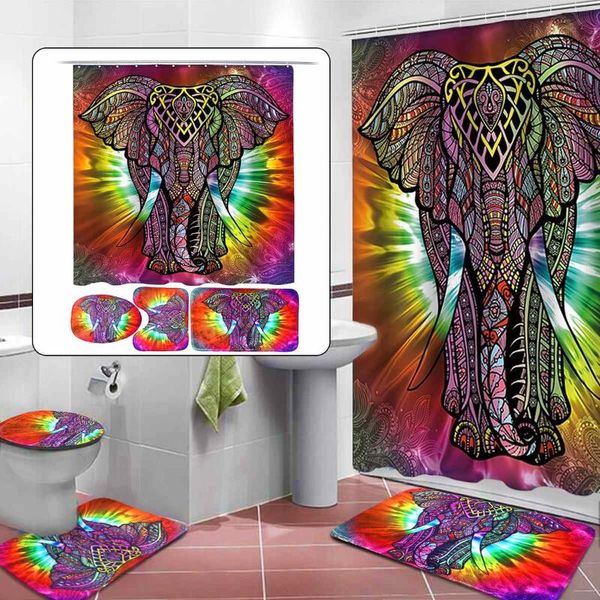 colourful elephant printing bathroom shower curtain set bath toilet cover mat non-slip rug frabic waterproof polyester with hook curtains
colourful elephant printing bathroom shower curtain set bath toilet cover mat non-slip rug frabic waterproof polyester with hook curtains