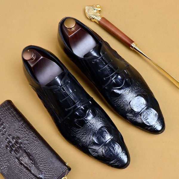 men dress shoe genuine cow leather wedding shoes pointed toe casual flats shoes crocodile pattern oxford shoes us 11, Black
men dress shoe genuine cow leather wedding shoes pointed toe casual flats shoes crocodile pattern oxford shoes us 11, Black