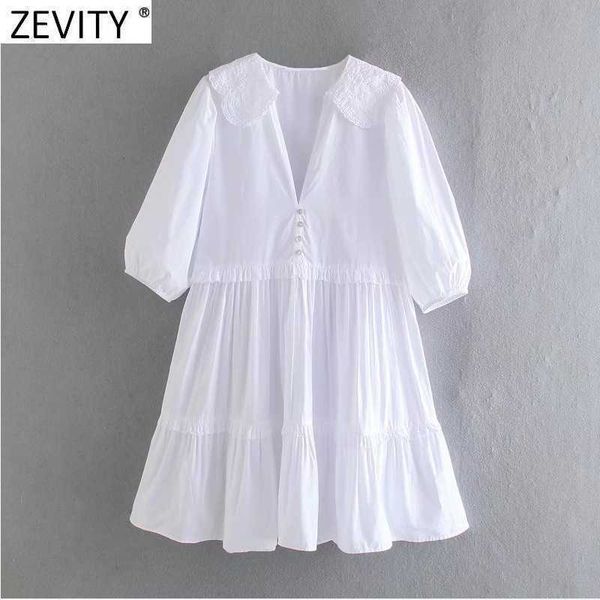 zevity women sweet hollow out embroidery patchwork white poplin mini dress female chic puff sleeve ruffles summer vestido ds8136 210603, Black;gray
zevity women sweet hollow out embroidery patchwork white poplin mini dress female chic puff sleeve ruffles summer vestido ds8136 210603, Black;gray