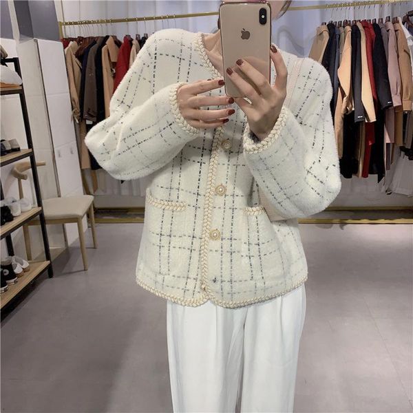 women's wool & blends winter plaid women faux mink cashmere woolen coat ladies casual o-neck long sleeve single-breasted coats warm out, Black
women's wool & blends winter plaid women faux mink cashmere woolen coat ladies casual o-neck long sleeve single-breasted coats warm out, Black
