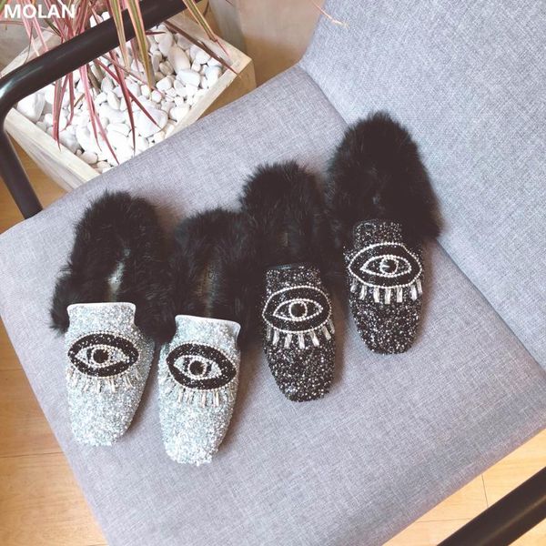 slippers molan brand designer 2021 winter korean fashion luxury bling crystal soft plush hair flat fur slides slip on loafers women shoes, Black
slippers molan brand designer 2021 winter korean fashion luxury bling crystal soft plush hair flat fur slides slip on loafers women shoes, Black
