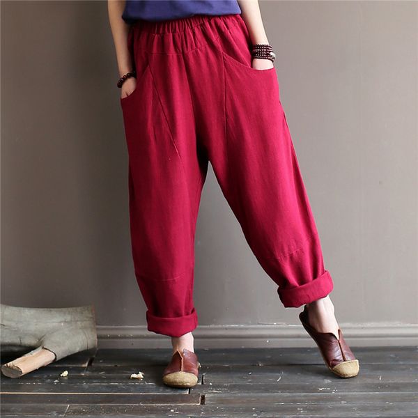 johnature spring cotton linen pockets all-match women harem pants leisure retro fashion comfortable pants 210521, Blue
johnature spring cotton linen pockets all-match women harem pants leisure retro fashion comfortable pants 210521, Blue