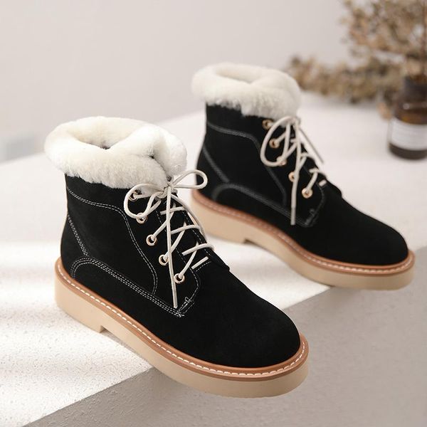 boots snow women's ankle cow suede keep warm motorcycle bottes femme lace up shoes women botas mujer, Black
boots snow women's ankle cow suede keep warm motorcycle bottes femme lace up shoes women botas mujer, Black