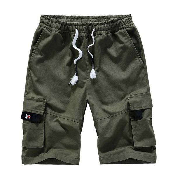 men's shorts cargo pants summer cotton loose five-point multi-pocket casual overalls drawstring, White;black
men's shorts cargo pants summer cotton loose five-point multi-pocket casual overalls drawstring, White;black