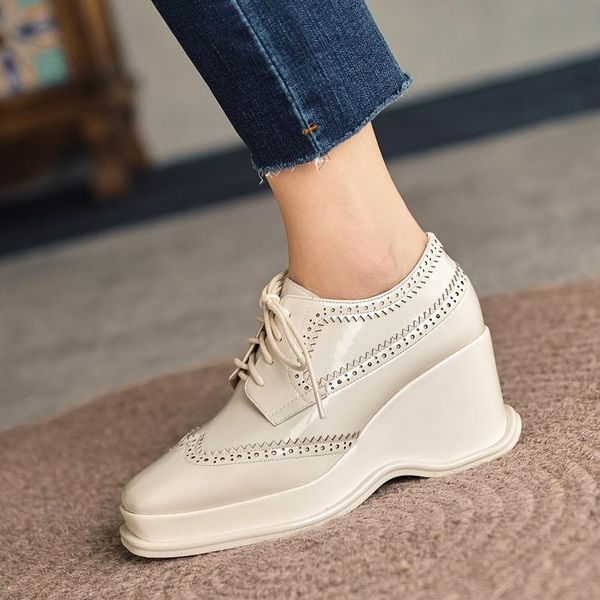 dress shoes carved wedge brand women 2021 autumn thick soled british style genuine leather lace-up pumps heels zapatos mujer, Black
dress shoes carved wedge brand women 2021 autumn thick soled british style genuine leather lace-up pumps heels zapatos mujer, Black