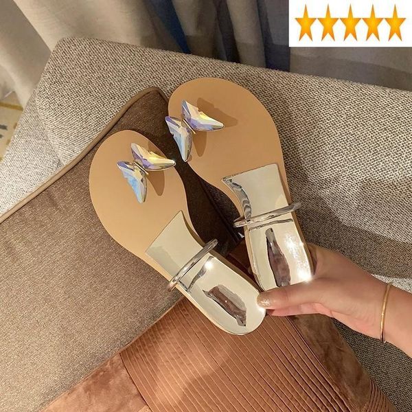 summer flops women slip-on flip shoes open toe wedge slippers outside shiny crystal butterfly casual golden silver luxury slides, Black 
summer flops women slip-on flip shoes open toe wedge slippers outside shiny crystal butterfly casual golden silver luxury slides, Black