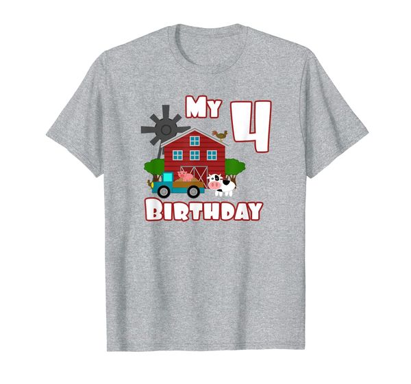 farm animals pig cow tractor 4th birthday 4 year old gift t-shirt, White;black
farm animals pig cow tractor 4th birthday 4 year old gift t-shirt, White;black