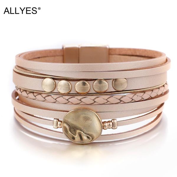 charm bracelets allyes leather for women 2021 fashion jewelry metal mulitlayer bracelet female, Golden;silver
charm bracelets allyes leather for women 2021 fashion jewelry metal mulitlayer bracelet female, Golden;silver