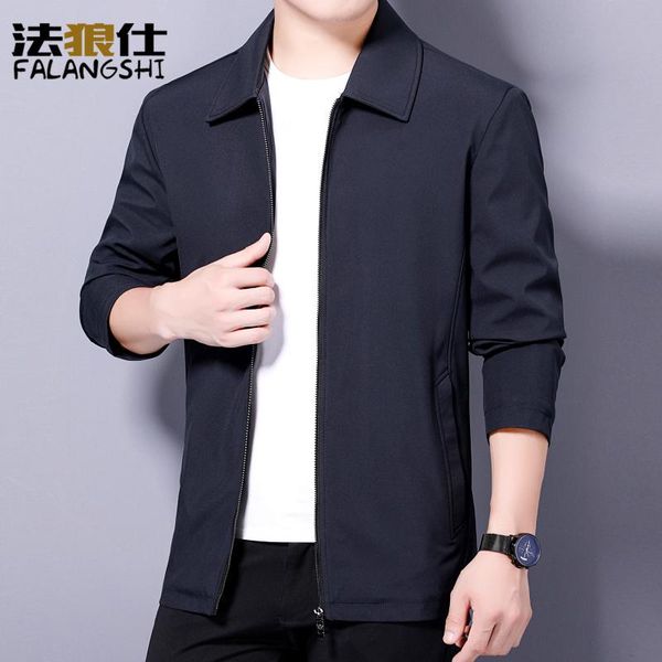 lapel middle aged spring coat men's fashion windbreaker and old jacket autumn father thin ea jackets, Black;brown 
lapel middle aged spring coat men's fashion windbreaker and old jacket autumn father thin ea jackets, Black;brown