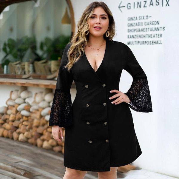casual dresses 2021 lace vestidos long sleeve deep v trumpet large size a-line woman dress office lady party, Black;gray
casual dresses 2021 lace vestidos long sleeve deep v trumpet large size a-line woman dress office lady party, Black;gray