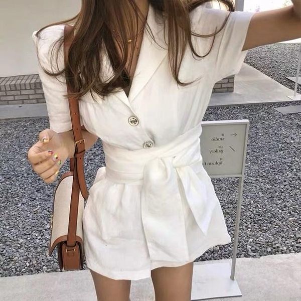 women's jumpsuits & rompers 2021 casual short sleeve bandage women solid color turn down collar loose buttons overalls, Black;white
women's jumpsuits & rompers 2021 casual short sleeve bandage women solid color turn down collar loose buttons overalls, Black;white