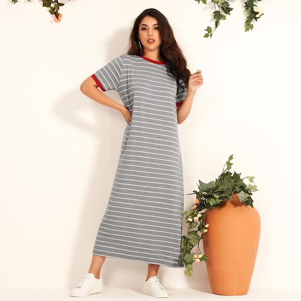 casual dresses mai&fun women summer long dress 2021 grey college style horizontal-striped o-neck short sleeve loose, Black;gray
casual dresses mai&fun women summer long dress 2021 grey college style horizontal-striped o-neck short sleeve loose, Black;gray