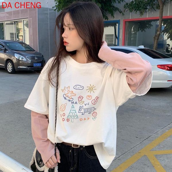 japanese 2021 early spring loose korean version of ins gentle wind thin section fake two-piece long-sleeved t-shirt female fried women', White
japanese 2021 early spring loose korean version of ins gentle wind thin section fake two-piece long-sleeved t-shirt female fried women', White