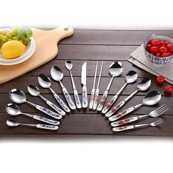 korean stainless steel metal ceramic handle tableware spoon chopsticks fork dinner knife combination cutlery set dinnerware sets
korean stainless steel metal ceramic handle tableware spoon chopsticks fork dinner knife combination cutlery set dinnerware sets